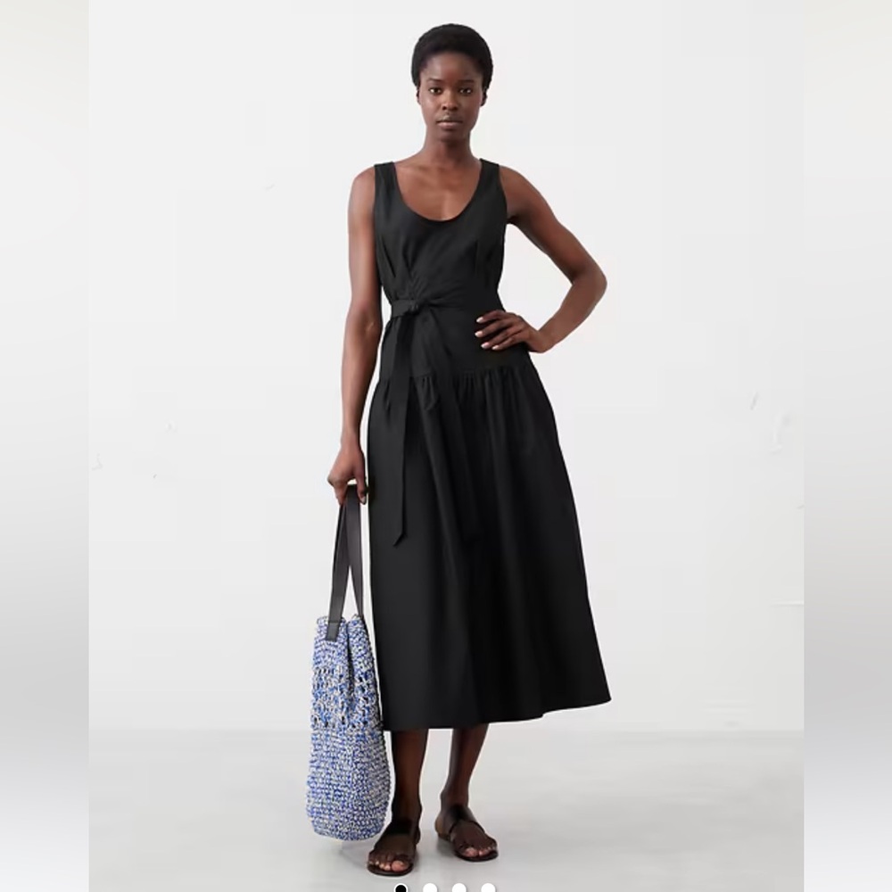 BR Poplin corset waist midi dress